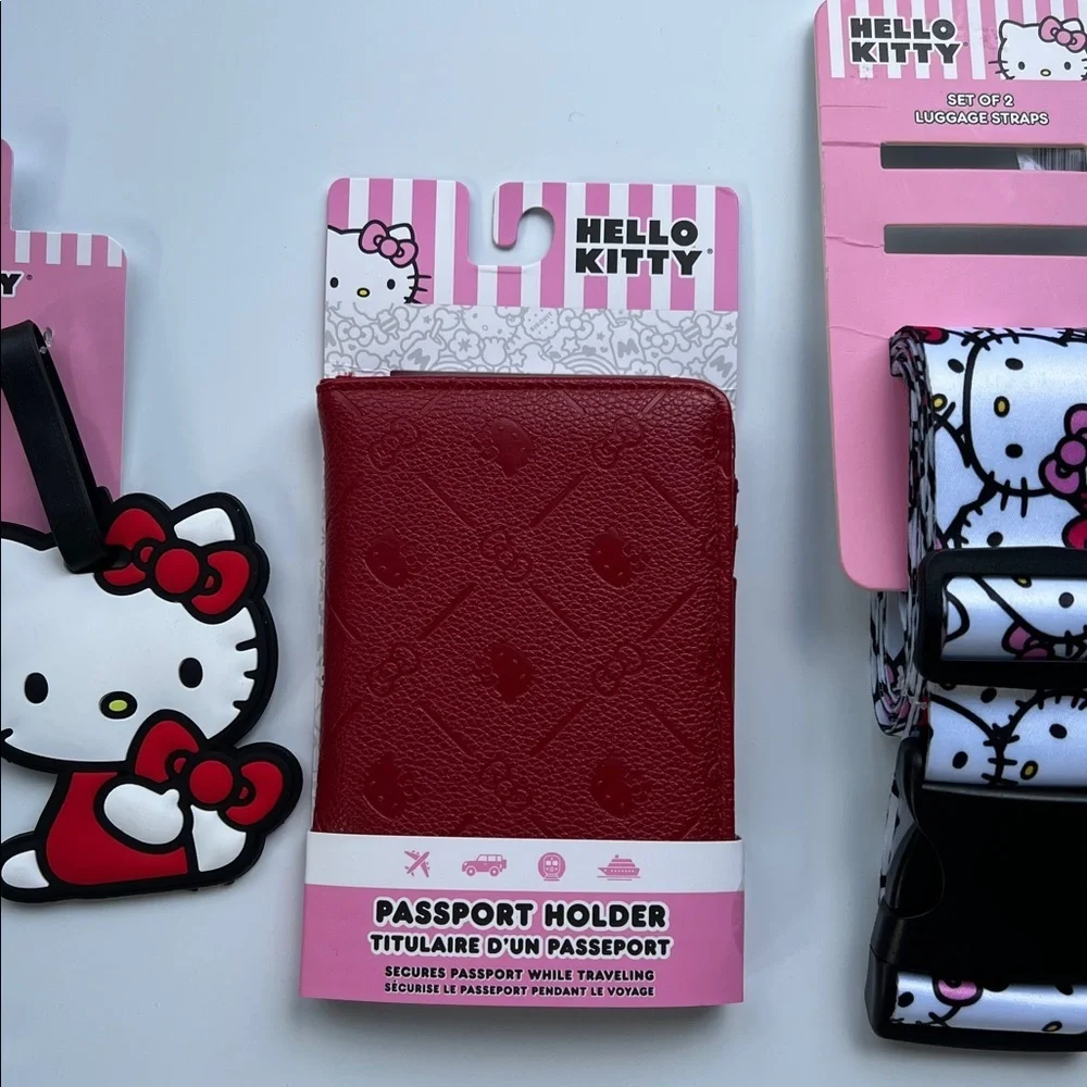 Hello Kitty Sanrio Travel Bundle - Passport Holder, Luggage Tags & Straps